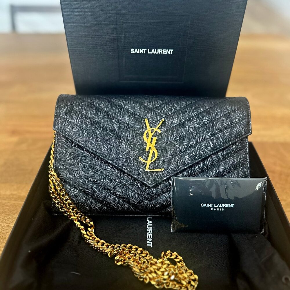 Yves Saint Laurent Triquilt Wallet on a Chain Bag